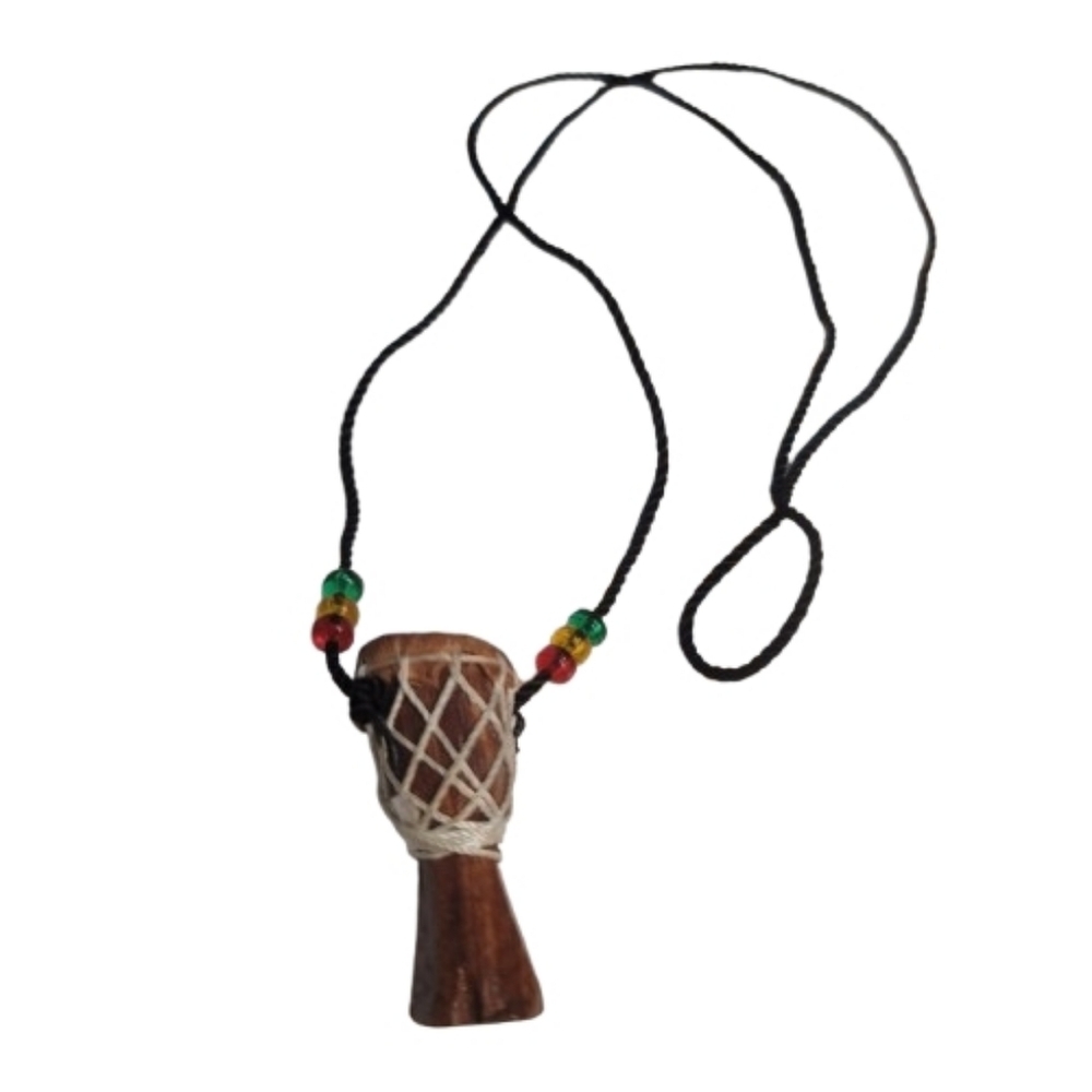 Jamaican Souvenir Drum Pendant Necklace Beads djembe drum necklace